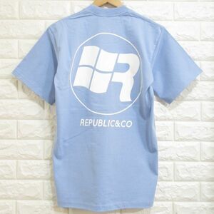 【REPUBLIC&CO】未使用！◆リパブリック/バックプリント Tシャツ(水色)◆Mサイズ