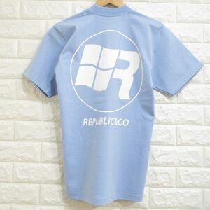 【REPUBLIC&CO】未使用！◆リパブリック/バックプリント Tシャツ(水色)◆Sサイズ　@ZA
