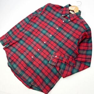 エルエルビーン ☆ L.L.Bean ☆ 希少 80s USA製 長袖 シャツ チェック ネルシャツ プリントネル M レッド グリーン 風合い抜群♪■AE172