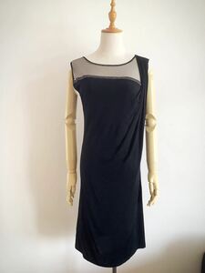 【rb roccobarocco】アシメントリー　ドレープデザイン　ワンピース　ドレス　ブラック　46/M-Lサイズ
