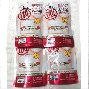なめらか本舗 豆乳イソフラボン オールインワンジェル とろんと濃ジェル 美容液クリーム 100g×4個 1個で6役!