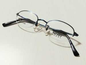 新品　KENZO　ケンゾー　ブランド　メガネ　眼鏡　高級感　上品　軽い　チタン　ハーフリム　ダークネイビー