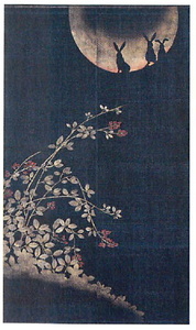 ●◆●新品！日本の職人が創る・縁起良い月のうさぎの柄ののれん！秋月うさぎ●◆●