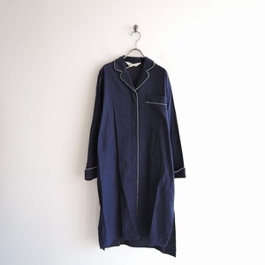 ■ミディウミ MidiUmi *パジャマロングシャツ*1羽織りガウンコットン綿起毛ワンピース紺ネイビーレディース0120