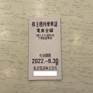 【東武鉄道】株主優待乗車券　2022年6月30日期限