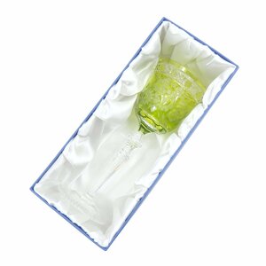 【未使用品】 マイセンクリスタル ロンドンフラワー ワイングラス グリーン 緑 クリスタルガラス 食器 コップ 花 インテリア