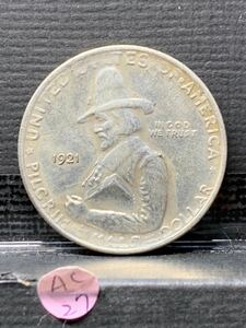 Ω1921年 ピルグリム 300周年記念 50セント 検）古銭硬貨貨幣銀貨系 レア記念 メダル レプリカ復刻 オメガコイン ac27