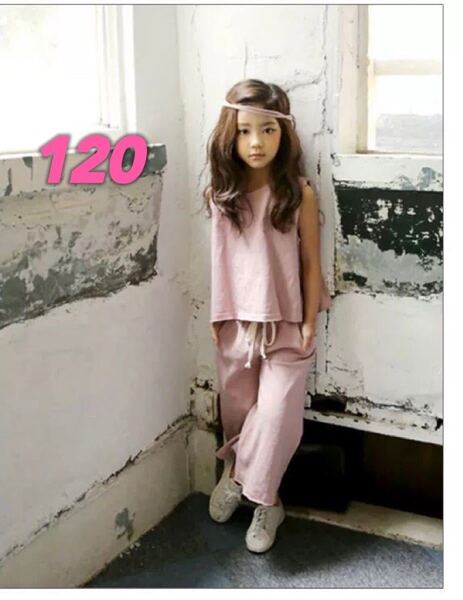 最終値下げ韓国子供服 キッズ 可愛いタンクトップ ワイドパンツ120