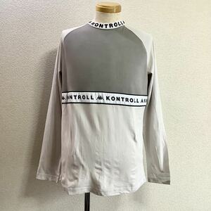 レア！KAPPA KONTROLL カッパコントロール 長袖 Tシャツ M ホワイト 白×グレー モックネック ハイネック ロンT ロゴ ラグランスリーブ