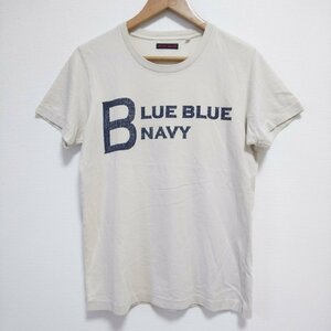 (^w^)b ブルーブルー 半袖 Tシャツ トップス ベージュ BLUE BLUE 日本製 綿100% ロゴ プリント シンプル カジュアル おしゃれ メンズ 1