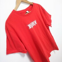 (^w^)b エイチアンドエム ジャスティンビーバー 半袖 Tシャツ トップス レッド H&M BIEBER カジュアル ロゴ フォトT おしゃれ メンズ L_画像5