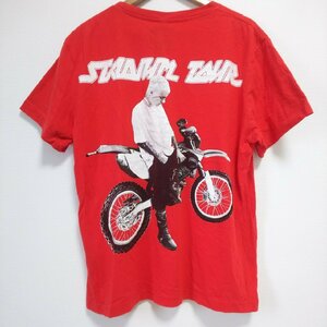 (^w^)b エイチアンドエム ジャスティンビーバー 半袖 Tシャツ トップス レッド H&M BIEBER カジュアル ロゴ フォトT おしゃれ メンズ L