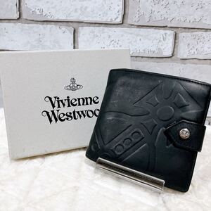 Vivienne Westwood ヴィヴィアンウエストウッド 財布 二つ折り財布 ブラック レザー カードケース 小銭入れ 付属品付き