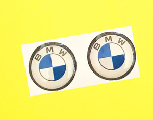 ワンポイント！１４ｍｍ　ミニエンブレム２点　BMW白青　ドア　スマートキー　キーシリンダー　インテリア　パネル　内装　小物