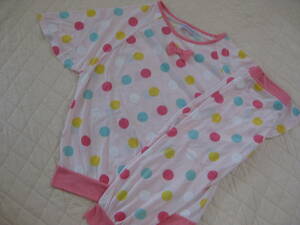 新品 パジャマ 半袖 150㎝ ドット柄 ピンク リボン