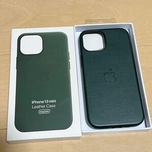 アップル 新品/純正品 iphone13miniレザーケース セコンイアグリーン