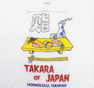 YTS65東洋S鮨 すし 寿司 ハワイ アドバタイジングUSA製 半袖TシャツSUN SURFサンサーフTAKARA of JAPANにぎり お銚子 とっくり 天ぷら