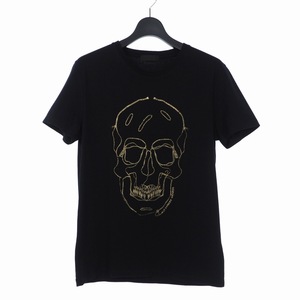 アレキサンダーマックイーン ALEXANDER MCQUEEN ジップスカル プリント Tシャツ カットソー 半袖 S ブラック 黒 メンズ