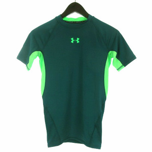 未使用品 アンダーアーマー UNDER ARMOUR Tシャツ 半袖 ヒートギア ロゴ スポーツウェア グリーン S 220127EE ■SM メンズ