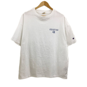 チャンピオン CHAMPION Tシャツ カットソー プルオーバー クルーネック ロゴ プリント 刺繍 半袖 MEDIUM 白 ホワイト メンズ