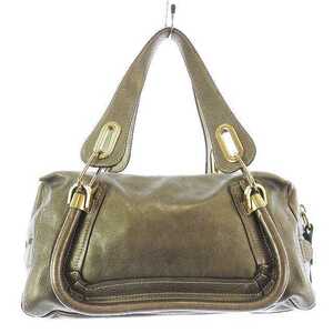 Chloe CHLOE Paraty Handbag حقيبة يد جلد كاكي / HZ29 ■ OH للسيدات, تسع, كلوي, حقيبة, حقيبة