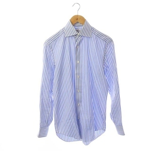 トゥルッツィ TRUZZI ストライプ カッタウェイ シャツ 長袖 37 青 白 ブルー ホワイト /ES ■OS ■AD メンズ