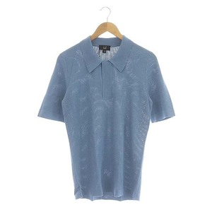 未使用品 ダンヒル dunhill シルクニット ポロシャツ 半袖 プルオーバー S 水色 ライトブルー /CM ■OS メンズ