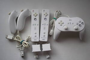 Wiiリモコンまとめて7個セット リモコン/モーションプラス/ヌンチャク/クラシックコントローラPROセット 任天堂純正/動作品
