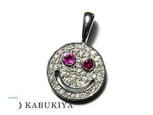 K18WG Diamond Smile Smile Penne Red Eyes Ожежее