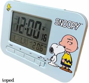 スヌーピー&チャーリーブラウン 電波置き時計 目覚まし時計 デジタル カレンダー 温度表示 SNOOPY PEANUTS