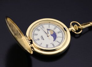 美品 CITIZEN シチズン ジャンクション ムーンフェイズ 懐中時計 GP クォーツ 白文字盤 箱保 純正チェーン付の商品画像