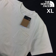 1円～!売切!【正規新品】THE NORTH FACE S/S BERKELEY TEE 半袖 Tシャツ US限定 胸ポケ ハーフドームロゴ刺繍(XL)アイボリー 白 180902-m17_画像2