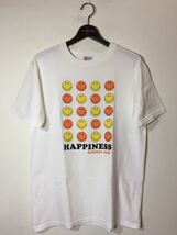 90's USA製 old vintage United Sports タグ HEAVY-T HAPPINESS ALWAYS SMILE スマイルマーク ニコちゃん Tシャツ 白 M クルー ホワイト_画像1
