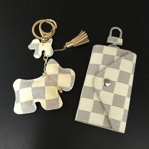 キーケース & キーホルダー ノーブランド チェック柄 市松模様 いぬ チャーム