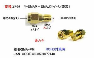 SMA オス ⇔ RP SMA メス 変換アダプタ 50Ω MD-SMA-PM