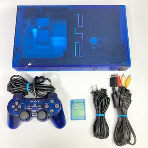 ★限定カラー★ 動作確認済み PS2 オーシャンブルー 本体セット プレステ2 プレイステーション2 PlayStation2 一式 SCPH 37000 SCPH-37000