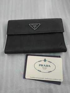 PRADA プラダ テスートナイロン 三つ折り財布 M510 三角プレート ギャランティカード付き