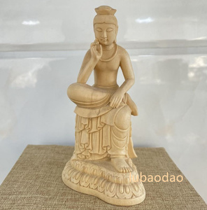 木彫仏像 弥勒菩薩半跏思惟像 弥勒菩薩 置物 仏師で仕上げ品 彫刻工芸品 