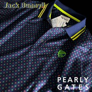 本物 新品27324175 PEARLY GATESパーリーゲイツ/ジャックバニー 5(サイズL)超人気 クール小花半袖ポロシャツ