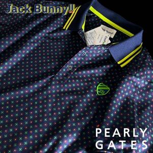 本物 新品27543175 PEARLY GATESパーリーゲイツ/ジャックバニー 5(サイズL)超人気 クール小花半袖ポロシャツ