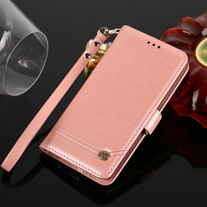 iPhoneX/XS ピンク 手帳型保護ケース　ストラップ付き　スマホカバー マグネット内蔵 カード収納　スタンド機能　おしゃれ 耐衝撃 レザー