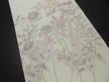 ドークブア■塩瀬九寸名古屋帯　刺繍　花尽し　象牙色　極上の逸品　A14_画像2