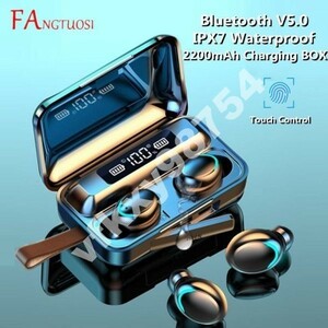 Uk103:Bluetooth 5.0 イヤホン 2200mAh 充電ボックス ワイヤレス ヘッドホン ステレオ 防水 イヤフォン マイク オーディオ