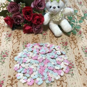 （No.205）☆ハンドメイド☆可愛いお花(^^)100枚【ミックス】レース糸　モチーフ　パーツ等に