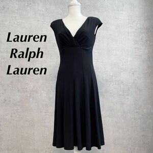 美品　ローレンラルフローレン　黒　ドレス　ワンピース　カシュクール　ワンピース　RalphLauren 黒ドレス　サイズ4 上品　高級感