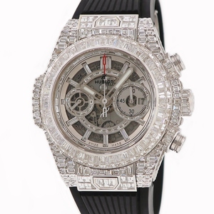 【3年保証】 ウブロ ビッグバン ウニコ クロノ K18WG無垢 全面ダイヤモンド スケルトン 自動巻き メンズ 腕時計