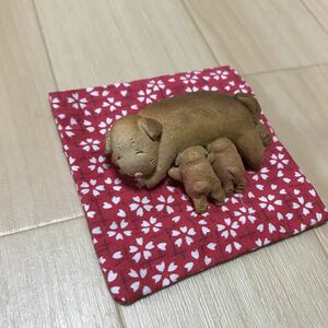 陶器 信楽焼き 置物 インテリア ハンドメイド 新品 一点物 しあわせ　わんちゃん　犬の親子カフェ