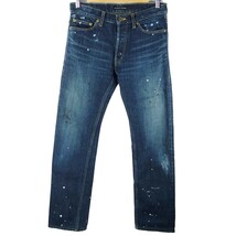 ■LOUNGE LIZARD ラウンジリザード / SELVAGE DENIM / 日本製 / メンズ / インディゴ ペイント加工 セルビッチ デニムパンツ size 2_画像1