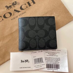 COACH 二つ折り財布 コーチ メンズ コンパクト財布 シグネチャー 小銭入れ 新品未使用