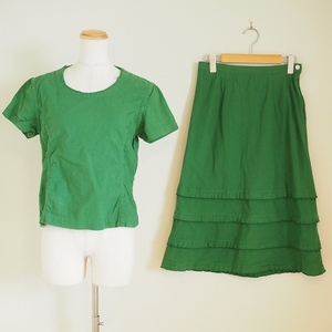 #snc Toriko Comme des Garcons tricot COMME des GARCONS setup green short sleeves cut off frill lady's [699810]